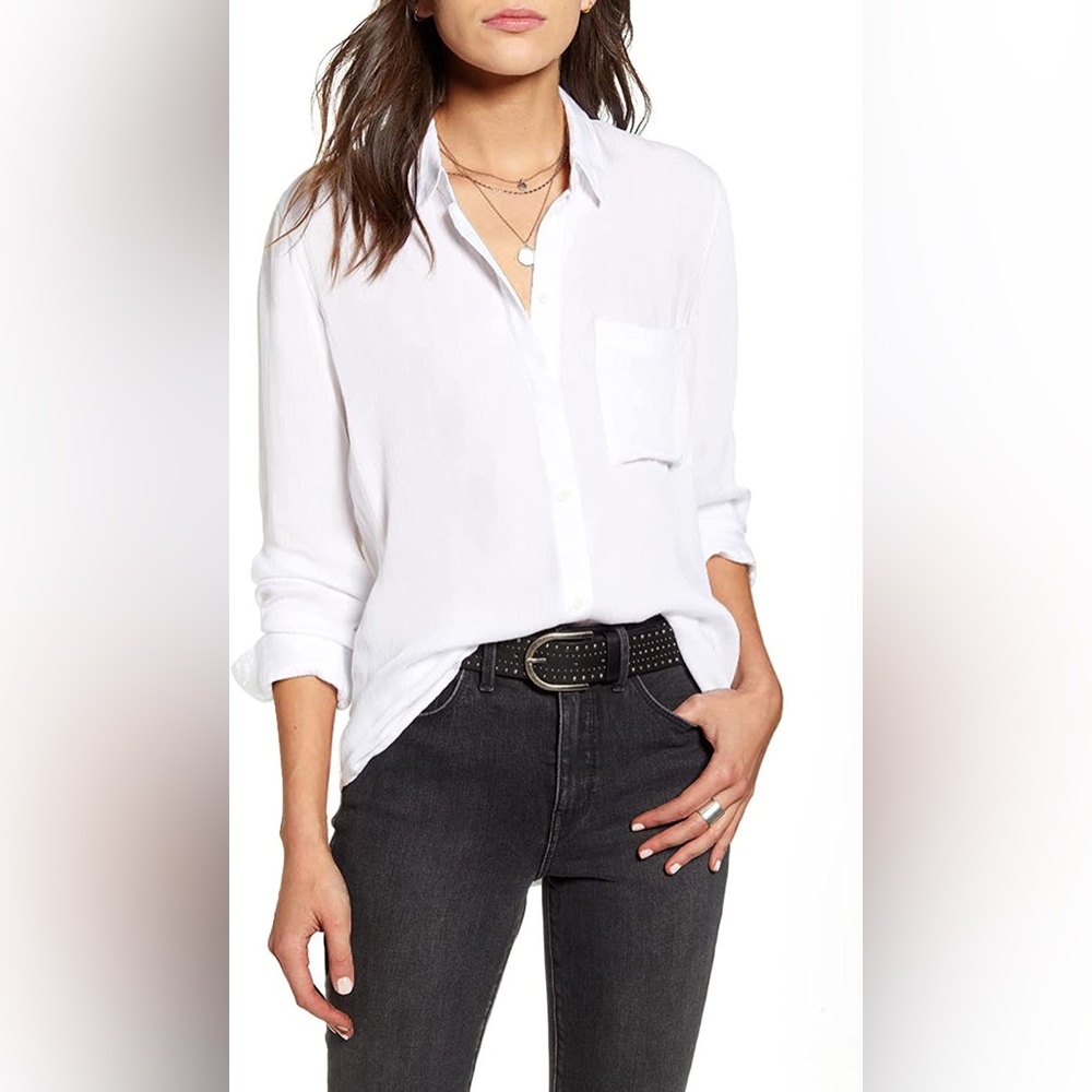 Hotouch Women Button Down Shirts with Pockets Long Sleeve Office Blouses Casual